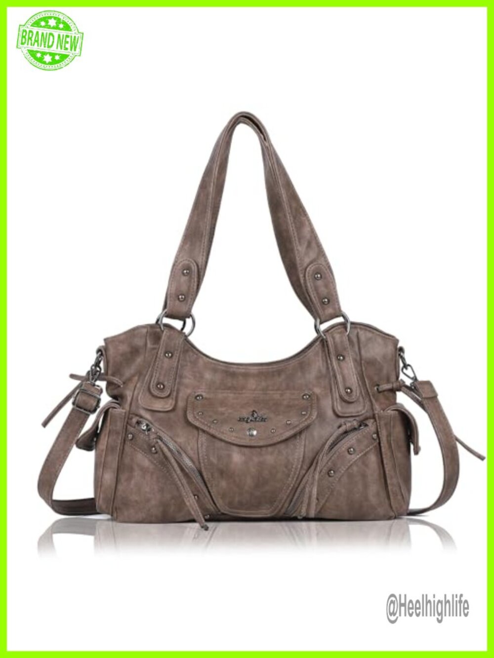 Retro Washed Vegan Leather Hobo Bag with Crossbody Strap